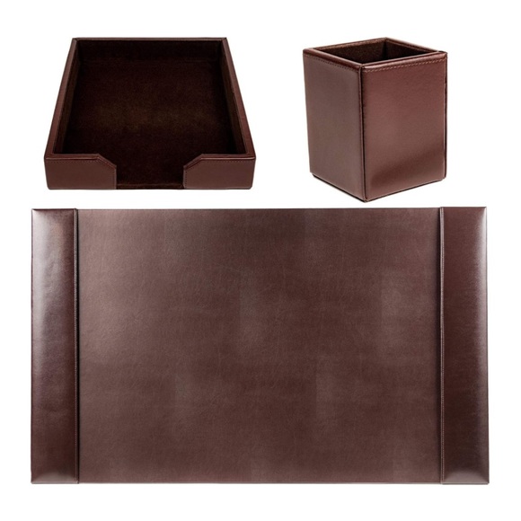 🤎Dacasso Set Luxury Leather Desk Pad & Desk Organization Essentials, 3 pieces🤎 - Picture 5 of 15